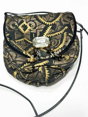 Towanny Geometric Patterned Metallic Nubuck Leather Handbag Crossbody  Pouch - Image 1 of 4