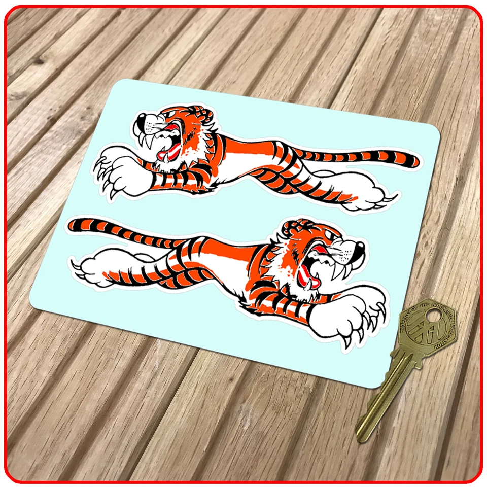 LEAPING TIGER Car & Bike STICKERS 150mm Pair TRIUMPH SUNBEAM Rootes Classic - Image 1 of 1