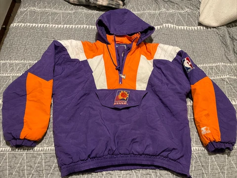Phoenix Suns Vintage NBA Starter Pullover Parka Official NBA Authentics Men's L Cover