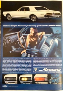 Print Ad Mercury Cougar 1966 V-8 Blue 3-page - Picture 1 of 4