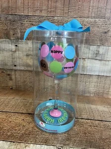 Mud Pie Happy 60th Birthday Wine Glass 16 Oz Pink/Blue Wine Glass NEW - Picture 1 of 7