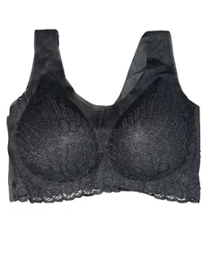 Black Lace wide back thick strap low support bralette A Cup (2 pack) sz medium - Picture 1 of 6