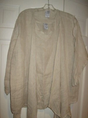  Top de 2 piezas de lino beige La Fixsun y chaqueta larga acampanada artística boho talla mediana Foto 1 de 4