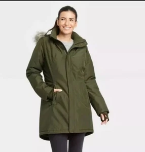 Neu mit Etikett All in Motion Damen-Parka mit Kunstfell – Größe Small – jägergrün - Bild 1 von 7