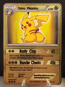 Thicc Pikachu Collectible Metal Card For Display Only  - Picture 1 of 2