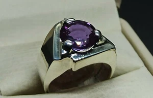 Anillo de corte redondo de 5 quilates raro de alejandrita para hombre plata esterlina 925 anillo hecho a mano - Imagen 1 de 12