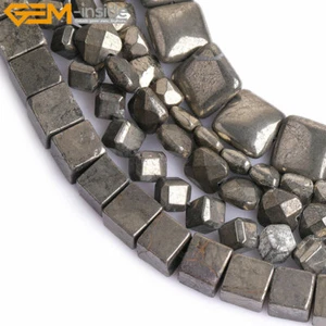 Natural Geniune Pyrite Gemtsone Loose Beads For Jewelry Making 15" Shape Pick - Picture 1 of 43
