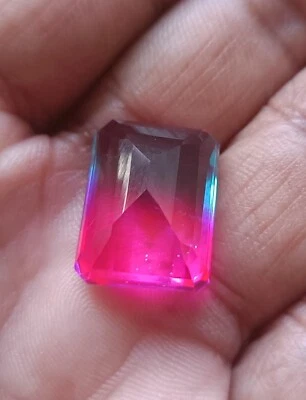 17.90 CT Wonderful Bi-color Emerald Cut Shape Doublet Tourmaline Loose Gemstones - Image 1 of 4
