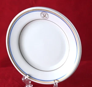4) US Navy Officers Mess 7" Bread Plates Gold line & Crest Homer Laughlin China - Picture 1 of 3