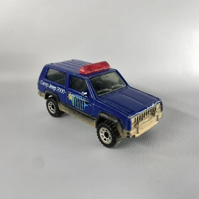 Matchbox azul 1986 JEEP Cherokee Camp Jeep 2000 reboque engate 1:58 - Imagem 1 de 4