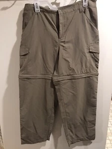 Columbia Pants Mens Beige Cargo Fishing hiking PFG Convertible Omni Shade Large - Picture 1 of 6