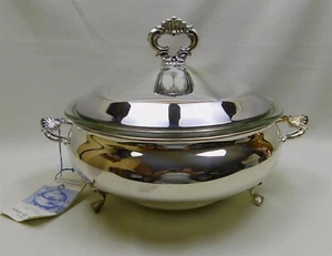 Vintage F.B. Rogers Silverplate Electric Casserole with Pyrex 3 Quart Insert - Picture 1 of 12