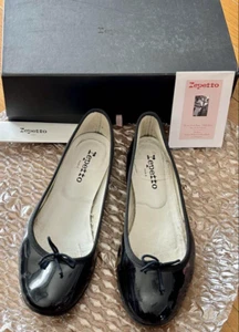 Repetto Round Toe Ballerine Flat Pumps Size 39 Black Patent Leather with Box - Picture 1 of 8