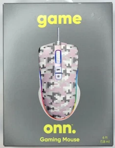 Onn Gaming Mouse Computer Laptop PC Wired 6 Button LED Pink Camo NEW - Picture 1 of 2