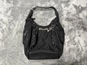 HARLEY DAVIDSON BLACK LOGO SHOULDER BAG PURSE STUDDED W/ CHARMS - Picture 1 of 18