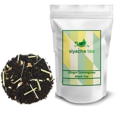 Mezcla de hierbas naturales de té negro de hierba de jengibre y limón 1 kg Chai refrescante desintoxicación saludable Foto 1 de 4