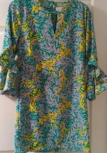 Mudpie Women's Aqua Lavender Yellow Dress Size Small  - Picture 1 of 4