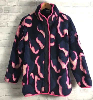 Scamp & Dude Navy Fleece Jacket Pink Shadow Leopard Print S/M BNWT (SR121X36) - Image 1 of 4