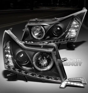 11-14 CHEVY CRUZE HALO LED BLACK PROJECTOR HEAD LIGHTS LAMP W/DRL BUMPER SIGNAL - Bild 1 von 4