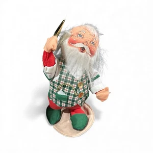 Annalee 1995 Santa w Gold Scissors Vintage Christmas Decor 14” Poseable Doll USA - Picture 1 of 8