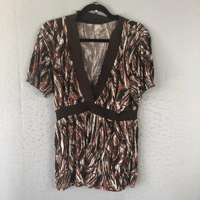 Camisa Merona Mujer Grande Estampado Pluma Y2K Babydoll Lechera Elena Años 90 Retro Foto 1 de 4