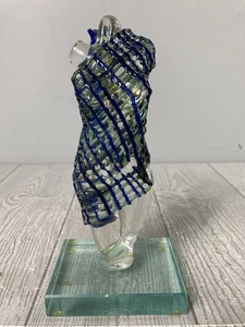 Vintage Glass Nude Torso with Blue and Green Netted Detail 1995 Signed - Picture 1 of 6