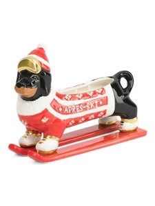 Bella Lux Apres-Ski Dachshund Doxie Dog Ceramic Candle Skiing Decor - Picture 1 of 9