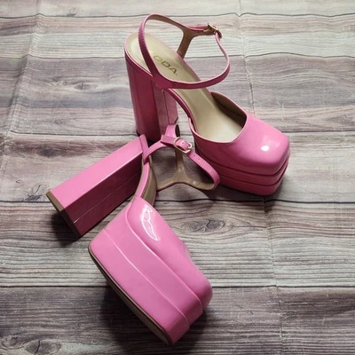 Tacones Soda Y2K Barbiecore Rosa con Tirantes Plataforma Puntera Cuadrada Mujer 10 Foto 1 de 4