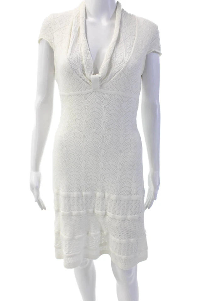 Vestido Catherine Malandrino Feminino Decote V Manga Curta Branco Tamanho M - Imagem 1 de 4