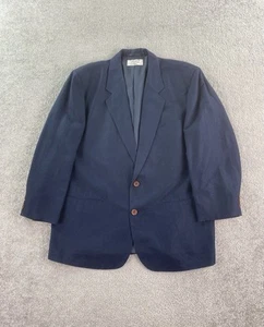 Vintage Claiborne Sport Coat 44 R Blue Linen Rayon Solid Designer Luxury Summer - Picture 1 of 15