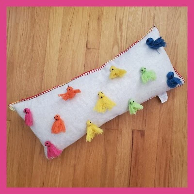 Halloween Tassel Ghosts Pom Pom Lumbar Pillow Rainbow Decorative LGBT Novogratz - Image 1 of 4