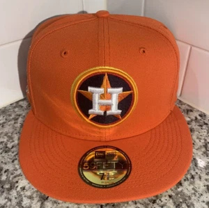 Houston Astros New Era 59FIFTY MLB 45th Anniversary Orange Fitted Hat Size 7 3/8 - Picture 1 of 5