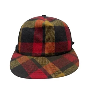 Vintage Stretch Kap King Hat Wool Buffalo Plaid Cap Ear Flaps Trapper Hunt Sz L - Picture 1 of 10