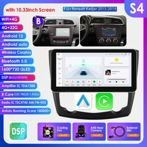 Radio Coche 10.33" Android 13 Para Renault Kadjar 2015-2019 GPS Navi Carplay DAB BT - Imagen 1 de 24