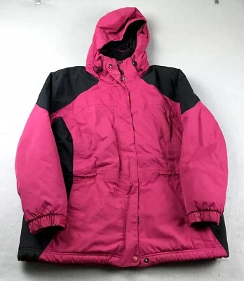 LL Bean Coat Womens XL Regular Pink Nylon Lined Full Zip Removable Hood Jacket - Image 1 of 4