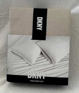 3 pc DKNY Taupe Twin Sheet Set NIP - Picture 1 of 8