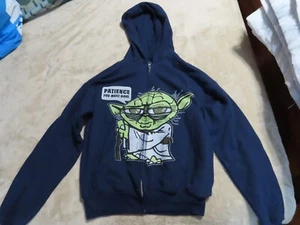 Boys Size XL (14) Disney Yoda Hooded Sweatshirt by Hanes in Navy Blue - Picture 1 of 1