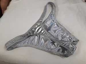 Trajes de baño tanga brillante para hombre PVC s m l o xl plateado satén - Imagen 1 de 6