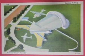 VTG POSTCARD-NEW YORK WORLDS FAIR 1939-AVIATION BUILDING-NY - Picture 1 of 2