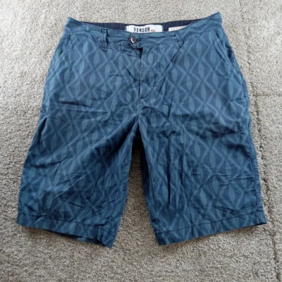 Pantalones Cortos Benson NYC Para Hombres 34 Azul Geométrico Prenda Teñida Algodón Chinos Foto 1 de 4