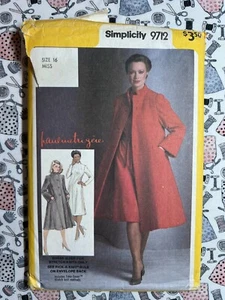 Simplicity Pattern 9712 Pauline Trigere Misses' Dress & Lined Coat Size 16 FF - Picture 1 of 2