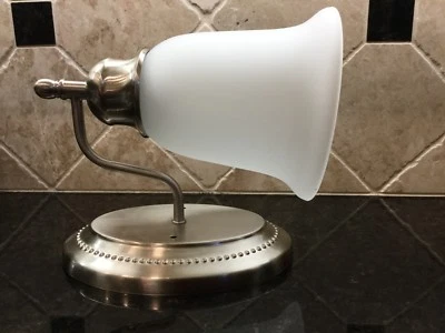 Qty 4 Satin Silver Nickel Interior Wall Sconce Glass Alabaster Lamp Fixtures - Image 1 of 4