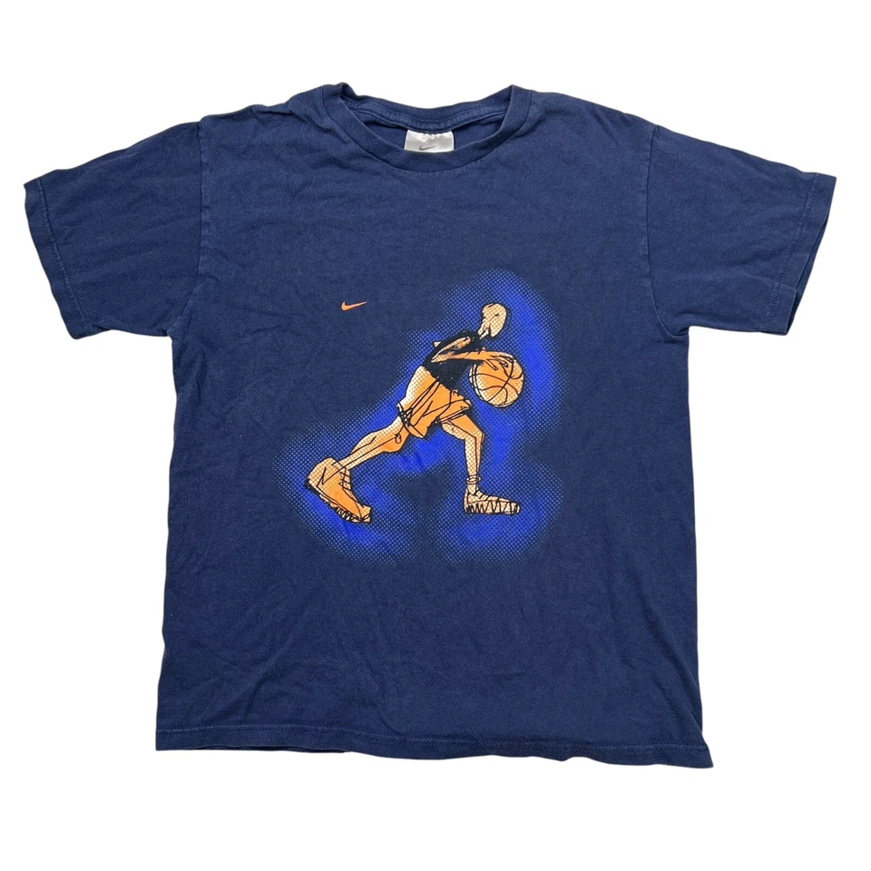 Nike Vintage 00s Basketball Tee T-Shirt Blue Youth Boys Small - Image 1 of 4