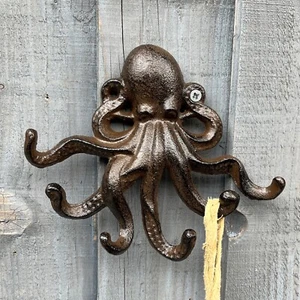 Wall Mounted Key Rack Wall Holder OCTOPUS Vintage Nautical Hooks for Coats Decor - Picture 1 of 5