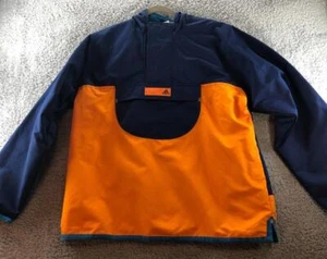 Adidas Girls Windbreaker Jacket Extra Large XL 14 Girl Blue Orange Hooded Packet - Picture 1 of 11