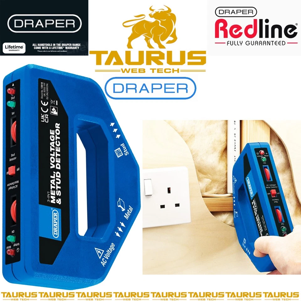 DRAPER Combined Metal Voltage & Stud Detector DIY Live/Dead Cables UK FREE P&P - Image 1 of 3