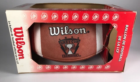 Vintage 1996 CFL Grey Cup Official Game Football Larry Smith With Original Box Cover