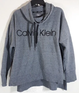 Calvin Klein LOGO Mock Neck Sweatshirt XXL Women Long Sleeve Sweater Gray Hoodie - Picture 1 of 5