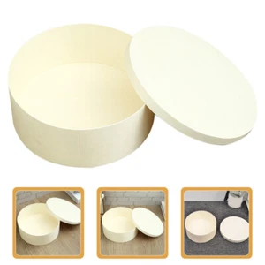 Round Wooden Box with Lid Gift Packing Wooden Box Wooden Storage Box Candy Wood - Picture 1 of 12