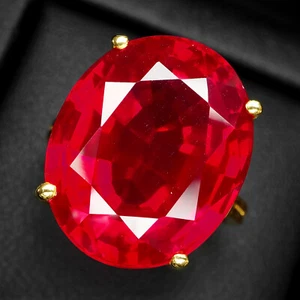 24K Gold Plated 925 Sterling Silver Rings Sparkling Vivid Red Tourmaline 22Ct - Picture 1 of 9